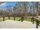 View from wooden deck to a spacious and well-maintained backyard at 1638 Crystal Ln, Stem, NC 27581