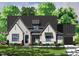 Rendering of a beautiful two-story home featuring a white brick exterior and a well-manicured lawn at 2809 Theresa Eileen Way, Raleigh, NC 27603