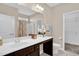 Bright bathroom boasts double sinks, shower, tub, and a large mirror at 343 Brinkley Cir, Mebane, NC 27302