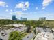 Beautiful aerial view of the neighborhood and office buildings on a sunny day with scattered clouds at 3743 Yorktown Pl, Raleigh, NC 27609