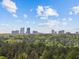 An outdoor aerial view features the city skyline surrounded by the lush green trees at 3743 Yorktown Pl, Raleigh, NC 27609