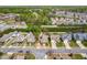 Overhead view of a residential neighborhood showcasing well-maintained homes and manicured landscaping at 524 Beckwith Ave, Clayton, NC 27527