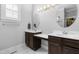 Dual sink vanity and vanity table in bathroom with built in closet at 524 Beckwith Ave, Clayton, NC 27527