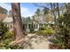 Private backyard featuring mature trees and a covered patio, ideal for outdoor entertaining at 6719 Falconbridge Rd, Chapel Hill, NC 27517
