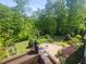 Inviting backyard with a stone patio and beautiful landscaping, perfect for outdoor gatherings at 7312 Ridgeline Dr, Raleigh, NC 27613