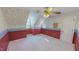 Bedroom features nautical-themed wallpaper, a ceiling fan, an arched window, and an entryway at 98 Lochridge Dr, Roxboro, NC 27573