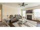 Comfortable living room with fireplace and TV at 1102 Dartmouth Dr, Mebane, NC 27302