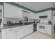 Clean kitchen featuring white cabinets and backsplash with modern appliances at 1208 Briarcliff Rd, Burlington, NC 27215