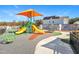 Modern community playground with climbing wall, swings, slides, and a covered seating area at 146 Weavers Grove Dr, Chapel Hill, NC 27514