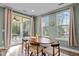 Bright dining area with natural light, wood table, and chairs overlooking the outdoor patio at 1527 Ingraham Dr, Apex, NC 27502