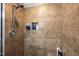 Tiled walk-in shower with showerhead and built-in niche at 206 Herronwood Dr, Graham, NC 27253