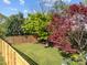 Backyard view features lawn, landscaping, and privacy fencing at 207 Grand Ave, Raleigh, NC 27606