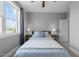 Comfortable bedroom with natural light, blue accents and simple furnishings at 207 Grand Ave, Raleigh, NC 27606
