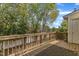 Inviting deck with wooden railings and a view of the backyard and trees at 2306 Stafford Ave # A, Raleigh, NC 27607