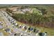 An aerial view of the neighborhood including community buildings and sports fields at 250 Hawksbill Dr, Franklinton, NC 27525
