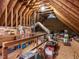 Spacious unfinished attic with exposed rafters, offering potential for customization at 3100 Anderson Dr, Raleigh, NC 27609