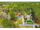 Aerial view of the property showcasing its location surrounded by lush greenery and mature trees at 4012 Old Sturbridge Dr, Apex, NC 27539