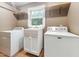Bright laundry room featuring modern washer and dryer, sink, and practical shelving at 4508 Old Us 421 N, Siler City, NC 27344