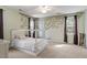 Bedroom featuring decorative tree art, fan, and plush carpet at 4725 Sinclair Dr, Raleigh, NC 27616