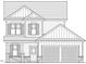 Digital rendering of a two-story home with shutters and a two-car garage at 49 Fetterbush Way, Clayton, NC 27520