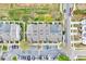 Aerial view of townhomes showing landscaping and parking lot at 8641 Neuse Club Ln # 110, Raleigh, NC 27616