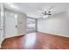 Bright living room features hardwood floors and an open floor plan, ready for personalization at 8641 Neuse Club Ln # 110, Raleigh, NC 27616