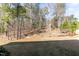 Scenic backyard view showing the edge of a lawn that leads to a lush, wooded area at 1012 Catch Fly Ln, Durham, NC 27713