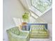 Sunlit living area features a pair of green leather chairs beneath a skylight at 103 Morningside Dr, Carrboro, NC 27510