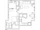 Detailed floorplan showcasing the layout of a modern living space with defined rooms and dimensions at 110 Bellamy Ln # 103, Chapel Hill, NC 27516