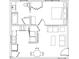 Detailed floor plan showcasing layout, kitchen, bedroom, living spaces, and bathroom, emphasizing functionality at 110 Bellamy Ln # 104, Chapel Hill, NC 27516