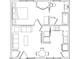 Detailed floorplan showcasing the layout of a residential unit with bedroom, living area, and kitchen at 110 Bellamy Ln # 109, Chapel Hill, NC 27516