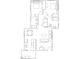 Detailed floorplan featuring 2 bedrooms, 2 bathrooms, a living room, and kitchen at 110 Bellamy Ln # 203, Chapel Hill, NC 27516