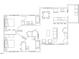 Detailed floor plan showcasing the layout of a two-bedroom unit with a spacious living area at 110 Bellamy Ln # 206, Chapel Hill, NC 27516