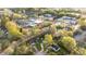 Lovely aerial view of a neighborhood with mature trees and nearby shopping centers at 1210 Ventura Springs Ct, Wake Forest, NC 27587