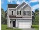 Charming two-story home with gray siding, a two-car garage, and manicured landscaping at 160 Bruce Dr, Dunn, NC 28334