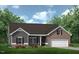 Charming one-story home boasts a brick and siding exterior, a two-car garage, and a well-manicured lawn at 249 Spilona Way # 64, Four Oaks, NC 27524