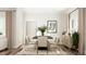 Dining room with stylish furniture, elegant decor, and hardwood floors at 417 Cresting Wave Dr, Wake Forest, NC 27587