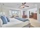 Spacious bedroom with bay window, comfortable bed, and ample storage, creating a luxurious retreat at 4303 Thetford Rd, Durham, NC 27707