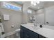 This bathroom features a modern sink and white marble countertops at 508 Moore Hill Way, Holly Springs, NC 27540
