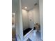 Modern bathroom with new black and white tile in the walk-in shower at 801 N Elm St, Durham, NC 27701