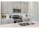 Well-equipped kitchen features stainless steel appliances and gray cabinets at 812 Windmill Palm Dr, Zebulon, NC 27597