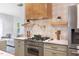 Modern kitchen featuring stainless steel appliances, custom range hood, and patterned backsplash tiles at 1008 North St, Durham, NC 27701