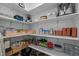 Walk-in pantry with organized shelving providing ample storage for food, appliances, and kitchen essentials at 1207 Bluewater Way, Durham, NC 27703