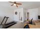 This bright office space includes fitness equipment, a ceiling fan and access to a bathroom at 150 Lystra Ridge Rd, Chapel Hill, NC 27517