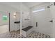 Shower featuring black hardware and a built-in bench at 20 Serenity Woods Trl, Franklinton, NC 27525
