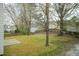 Home's backyard with a wooden fence and lawn at 206 Newberry Ln, Durham, NC 27703