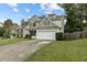 Inviting two-story home boasts a two-car garage, well-manicured lawn and a welcoming front entrance at 2112 Queensway Ct, Creedmoor, NC 27522