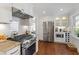 Modern kitchen with stainless steel appliances, white cabinetry, and subway tile backsplash at 2714 Gordon St, Raleigh, NC 27608