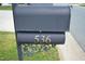 Close-up of a black mailbox with the house number '536' displayed in gold lettering, adding a touch of elegance at 536 Dearing Dr, Haw River, NC 27258