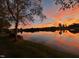 Sunset reflecting off the lake's surface at 737 Crabtree Crossing Pkwy, Cary, NC 27513